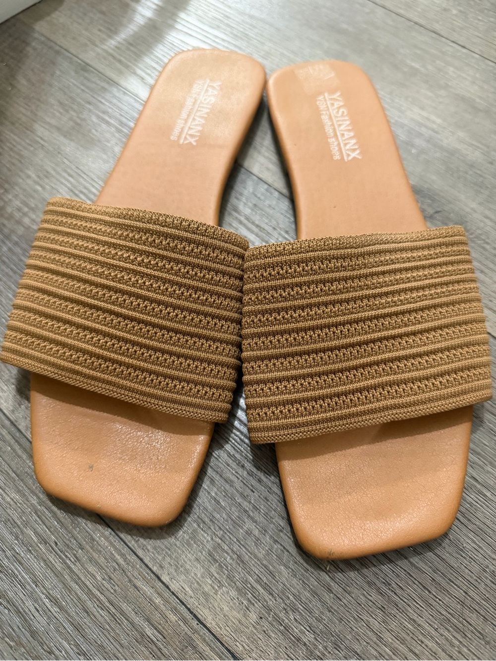 Tan Knit Slide Sandals - Women's Casual Slip-On